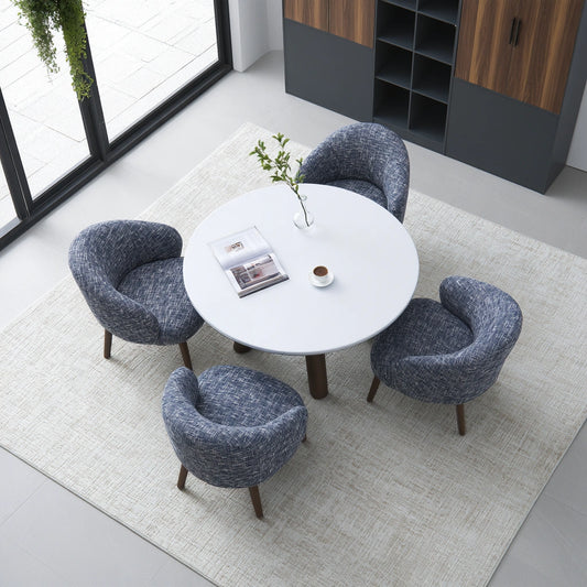 Eetkamerset met tafel en stoelen, kleur wit