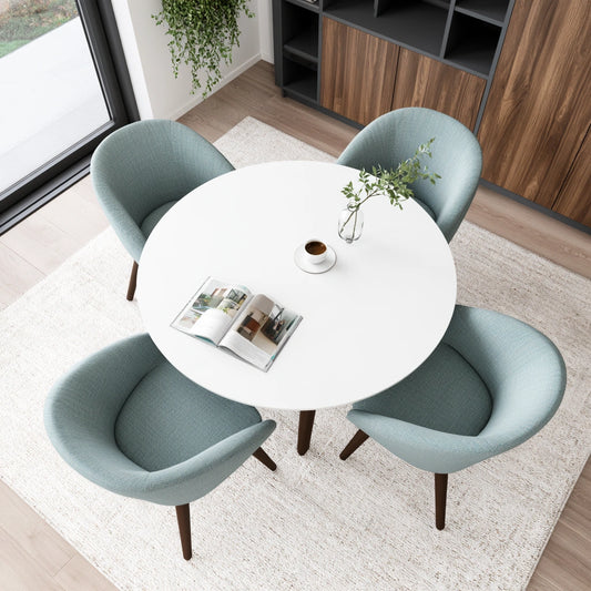 Eetkamerset met tafel en stoelen, kleur wit