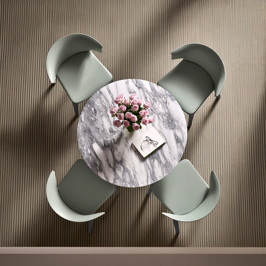 Eetkamerset met tafel en stoelen, kleur grijs en wit
